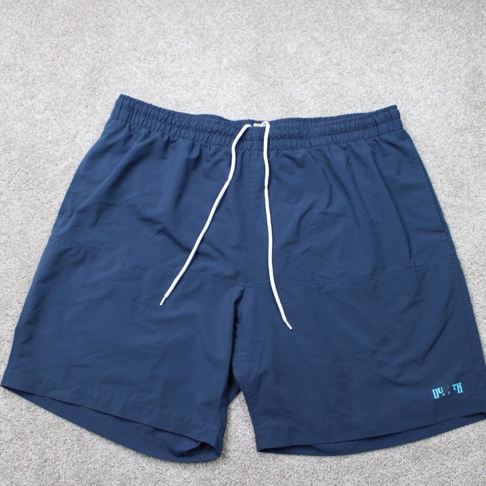 Duluth Trading Swim Trunks Men 2XL XXL Blue Pier Genius 9" Drawstring Mesh Lined